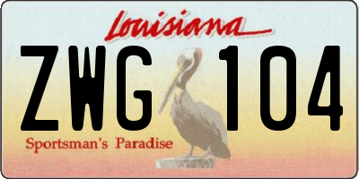 LA license plate ZWG104