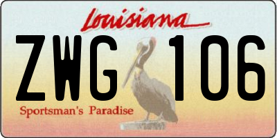 LA license plate ZWG106