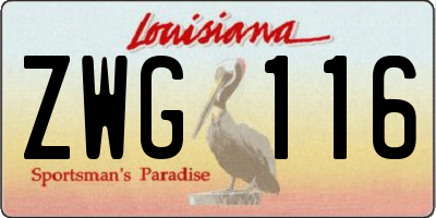 LA license plate ZWG116