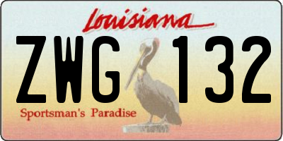 LA license plate ZWG132