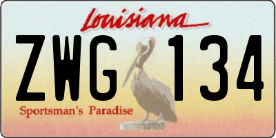 LA license plate ZWG134