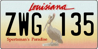 LA license plate ZWG135