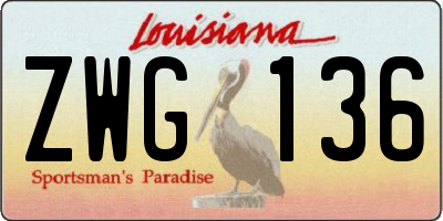 LA license plate ZWG136