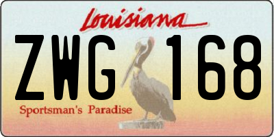 LA license plate ZWG168