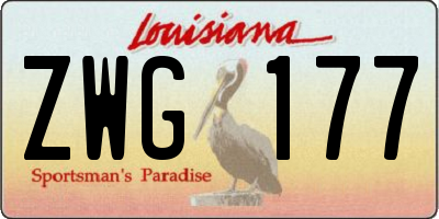 LA license plate ZWG177