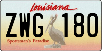 LA license plate ZWG180