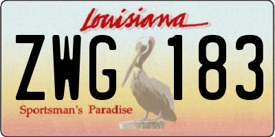 LA license plate ZWG183