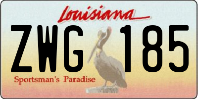 LA license plate ZWG185