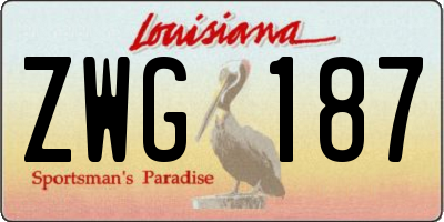 LA license plate ZWG187