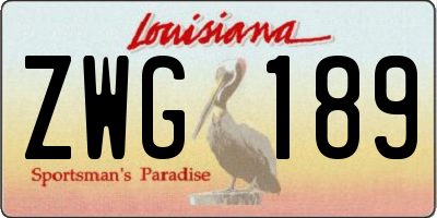 LA license plate ZWG189