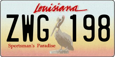 LA license plate ZWG198