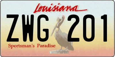 LA license plate ZWG201