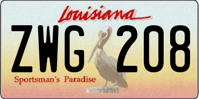 LA license plate ZWG208