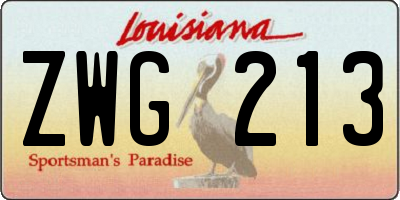 LA license plate ZWG213