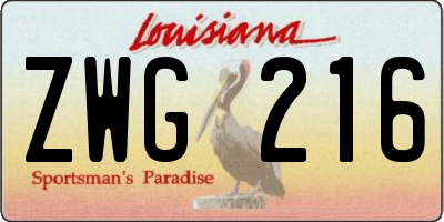 LA license plate ZWG216