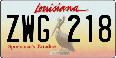 LA license plate ZWG218
