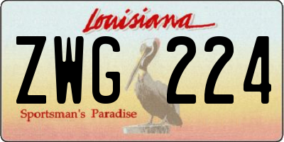 LA license plate ZWG224