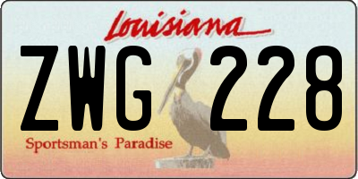 LA license plate ZWG228
