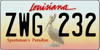 LA license plate ZWG232