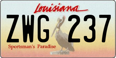 LA license plate ZWG237