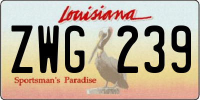 LA license plate ZWG239