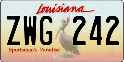 LA license plate ZWG242