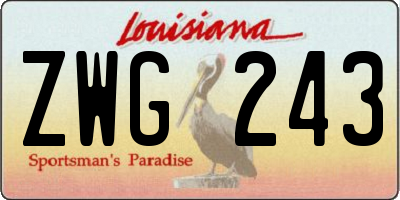 LA license plate ZWG243
