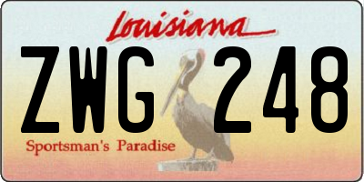 LA license plate ZWG248