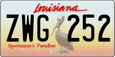 LA license plate ZWG252