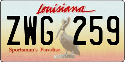 LA license plate ZWG259