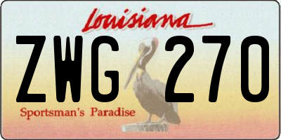 LA license plate ZWG270