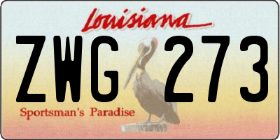 LA license plate ZWG273