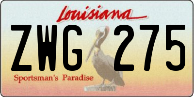 LA license plate ZWG275