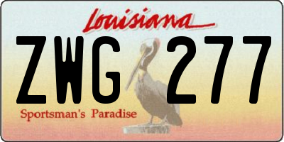 LA license plate ZWG277