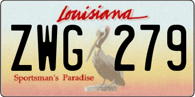 LA license plate ZWG279