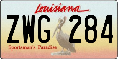 LA license plate ZWG284