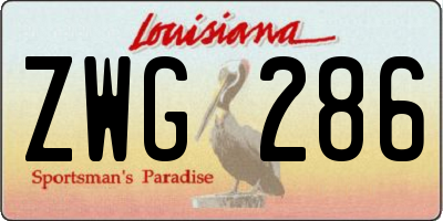 LA license plate ZWG286