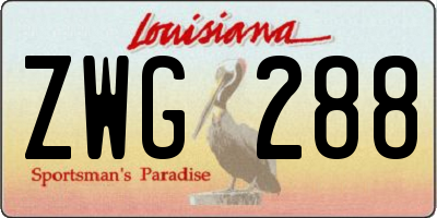 LA license plate ZWG288