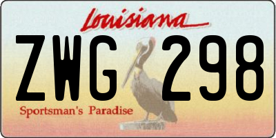 LA license plate ZWG298