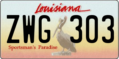 LA license plate ZWG303
