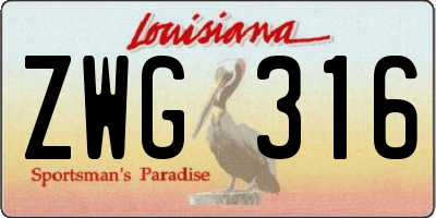LA license plate ZWG316