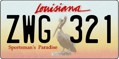 LA license plate ZWG321