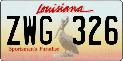 LA license plate ZWG326