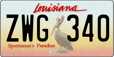 LA license plate ZWG340