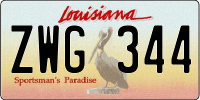LA license plate ZWG344