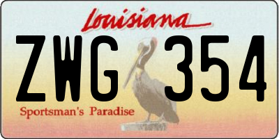 LA license plate ZWG354