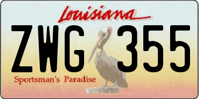 LA license plate ZWG355