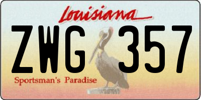 LA license plate ZWG357