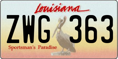 LA license plate ZWG363