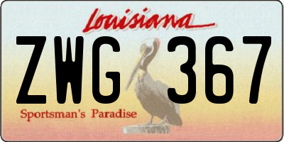 LA license plate ZWG367